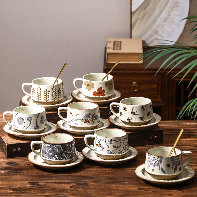 Coffee Tea Latte - Ensemble de tasses à café vintage