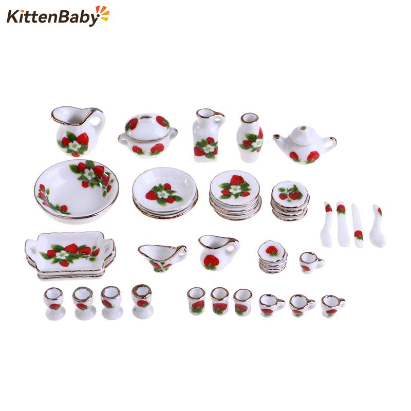 Coffee Tea Mix - Miniature Butter House Flower Patten, porcelaine,