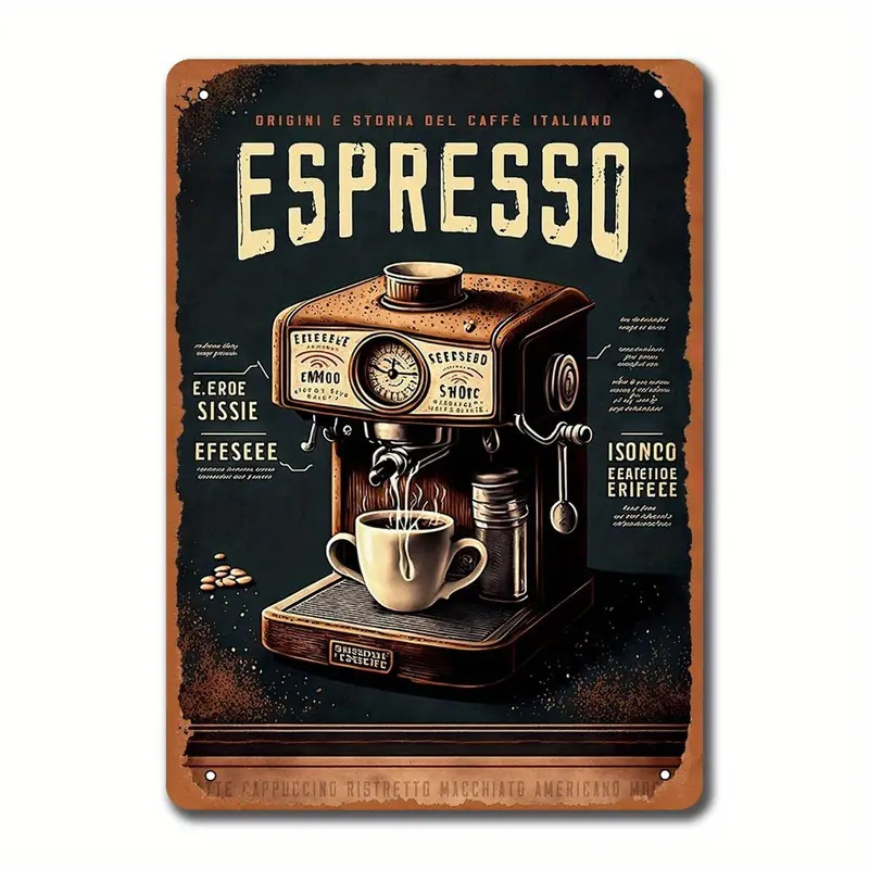Coffee Tea Making Machine - Panneau Métallique Rétro - 