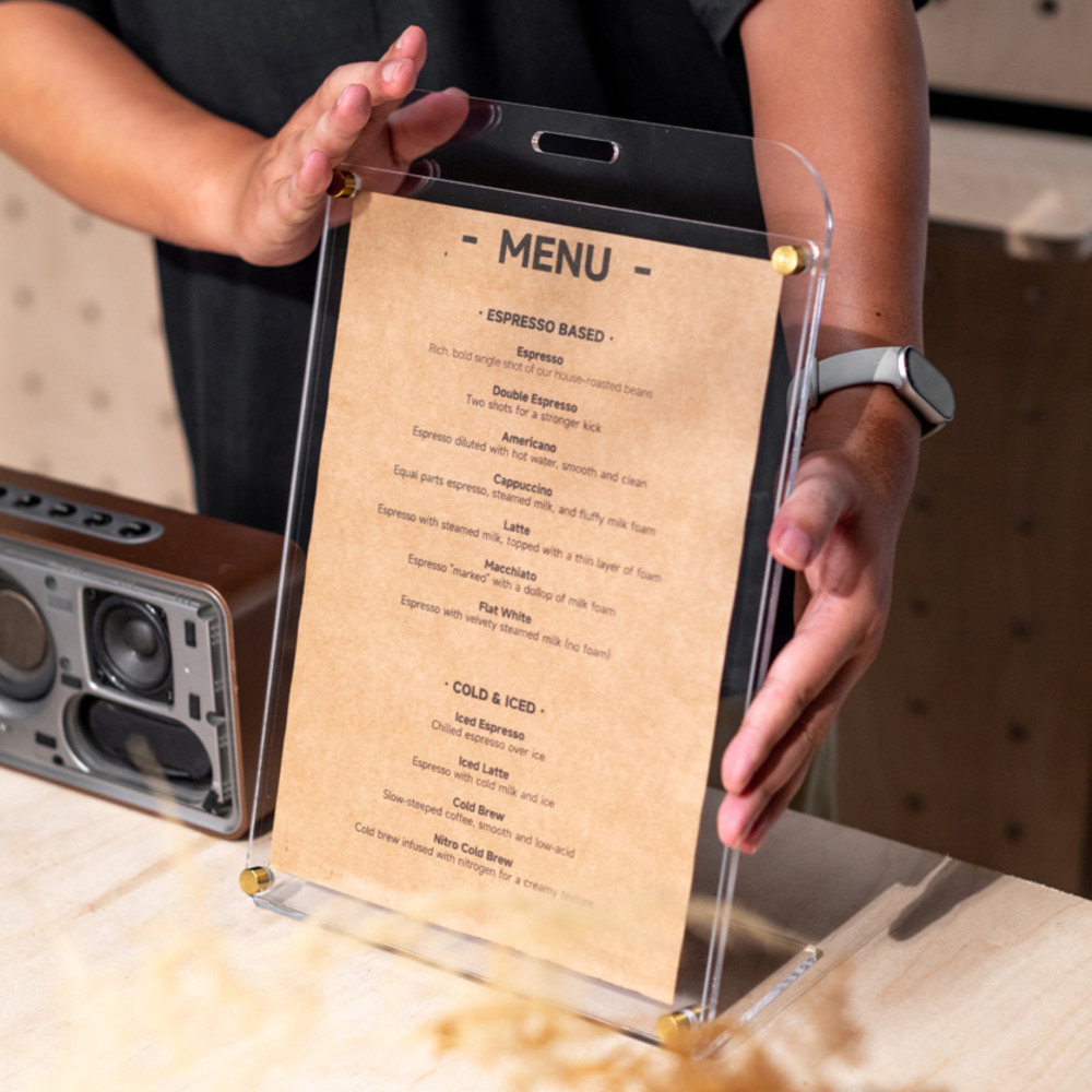 Présentoir A4 en acrylique Tra - Coffee Tea Menu avis et prix