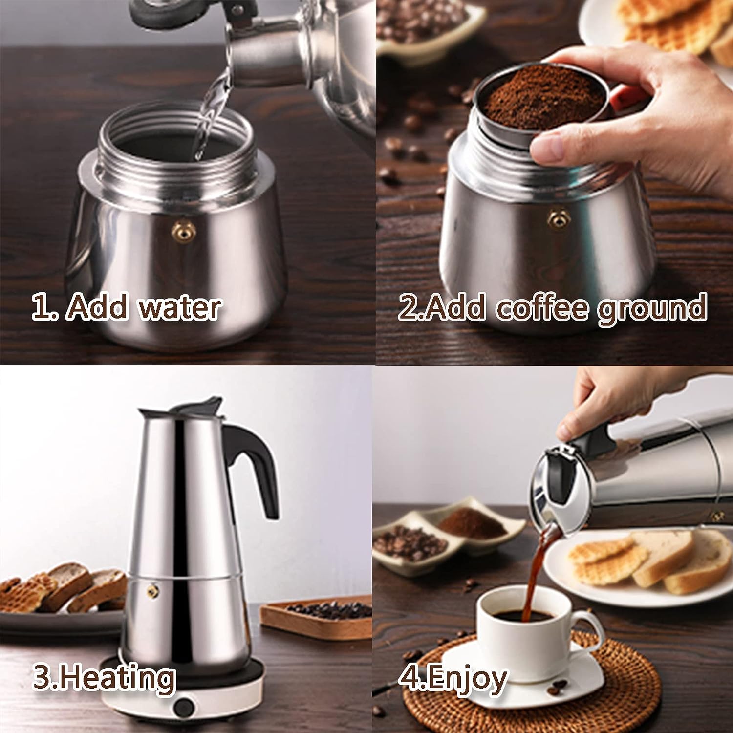 4/6/9 Tasses Moka Pot Caffe Ma - Coffee Tea Making Machine avis et prix